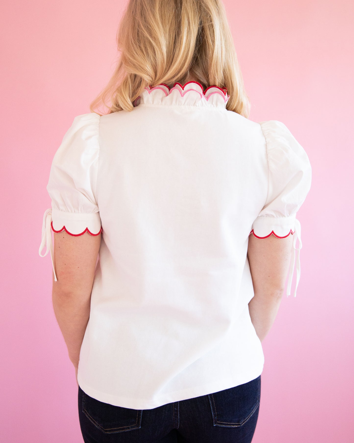 Jayne Scallop Top - White