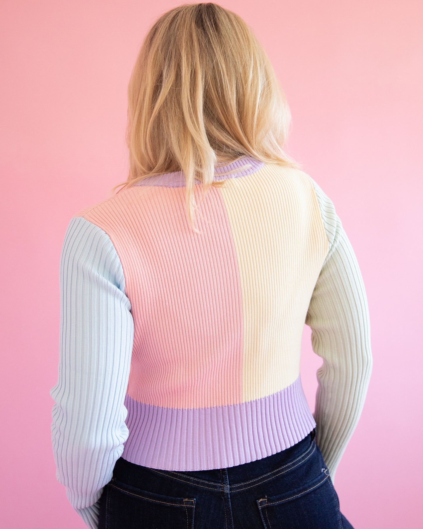 Julianne Pastel Color Block Cardigan