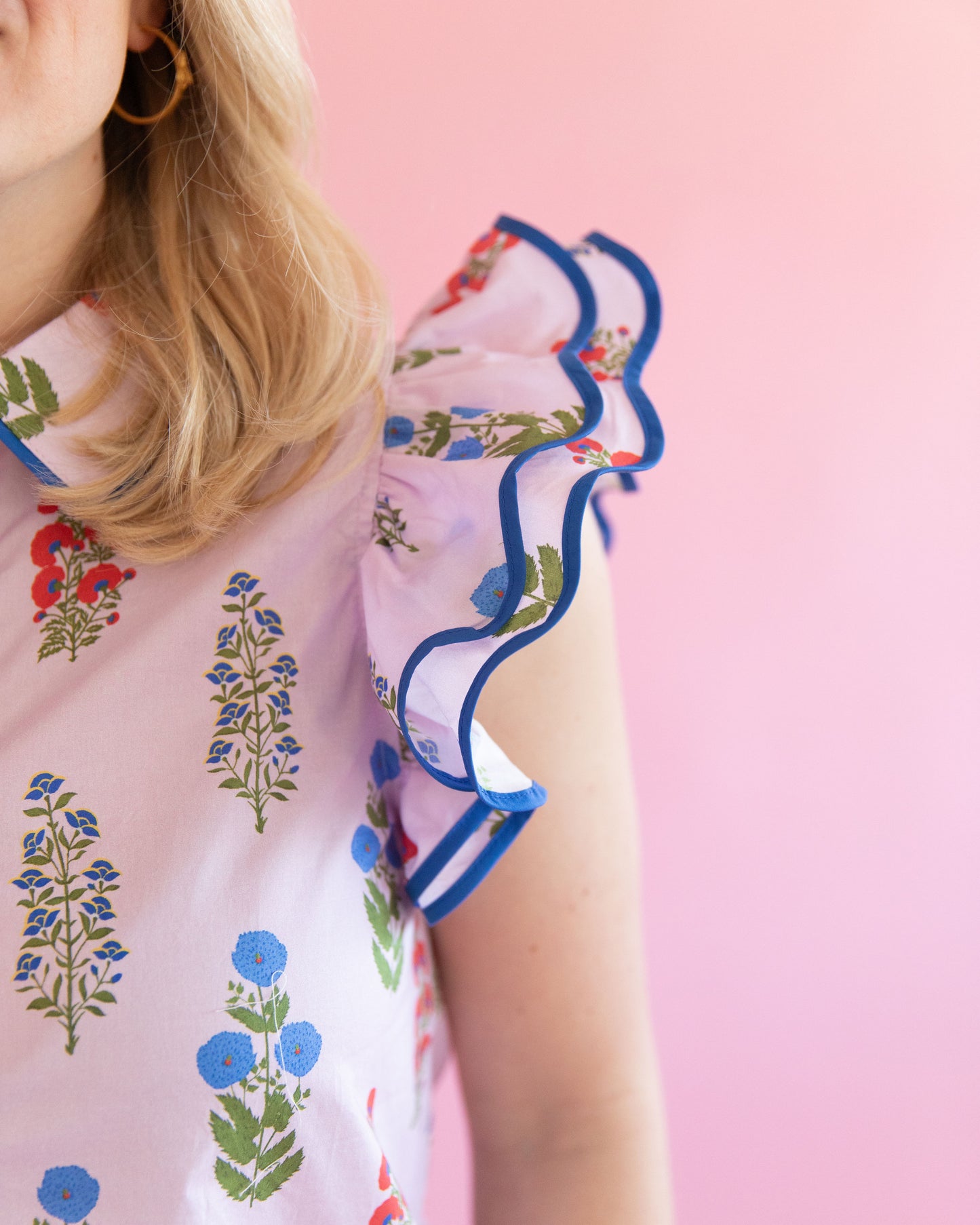 Mel Pink Block Print Top