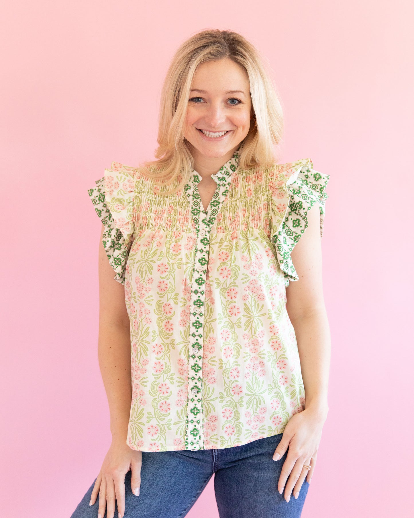 Lilly Floral Flutter Sleeve Top
