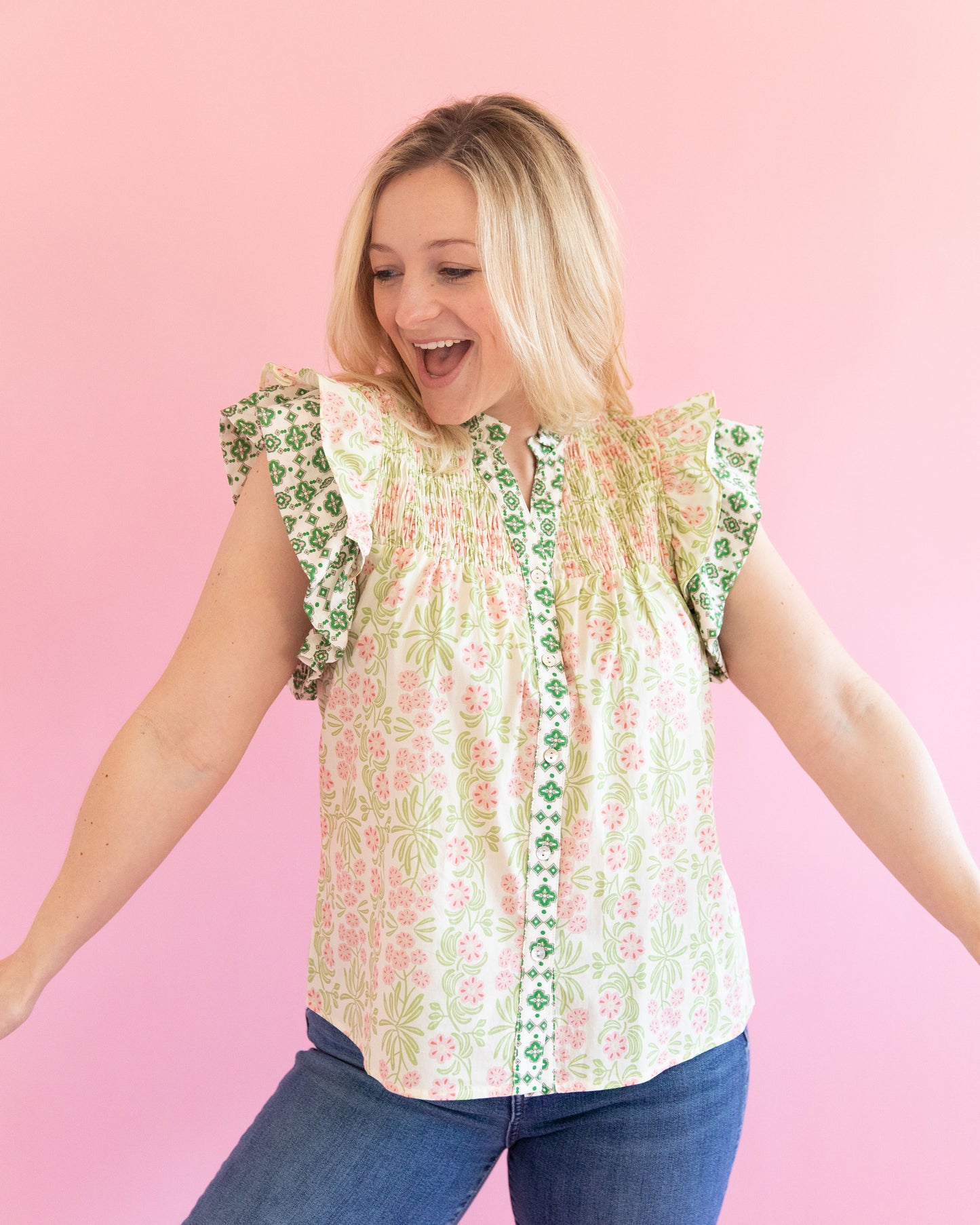 Lilly Floral Flutter Sleeve Top