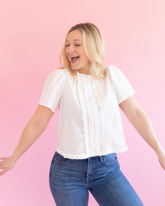 Lorelei White Ruffle Detail Blouse