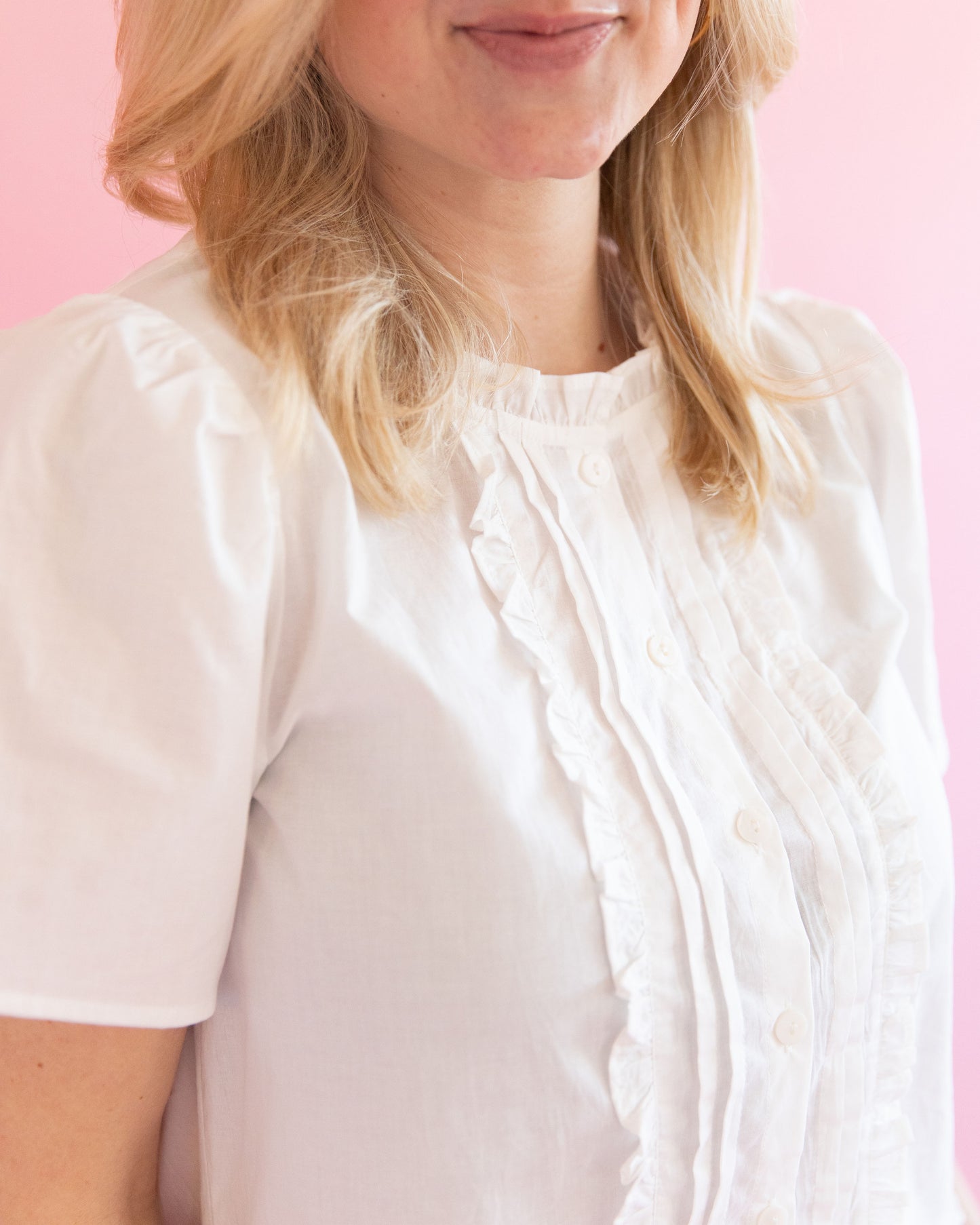 Lorelei White Ruffle Detail Blouse