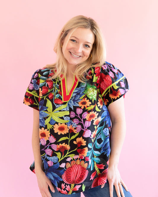 Cara Black Floral Top