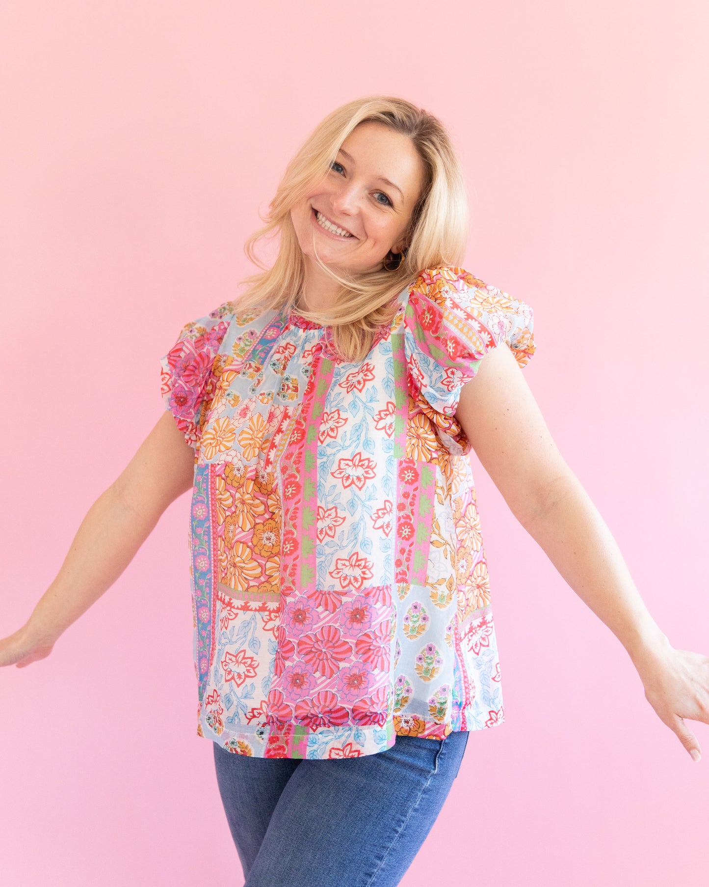 Morgan Pink Patchwork Top
