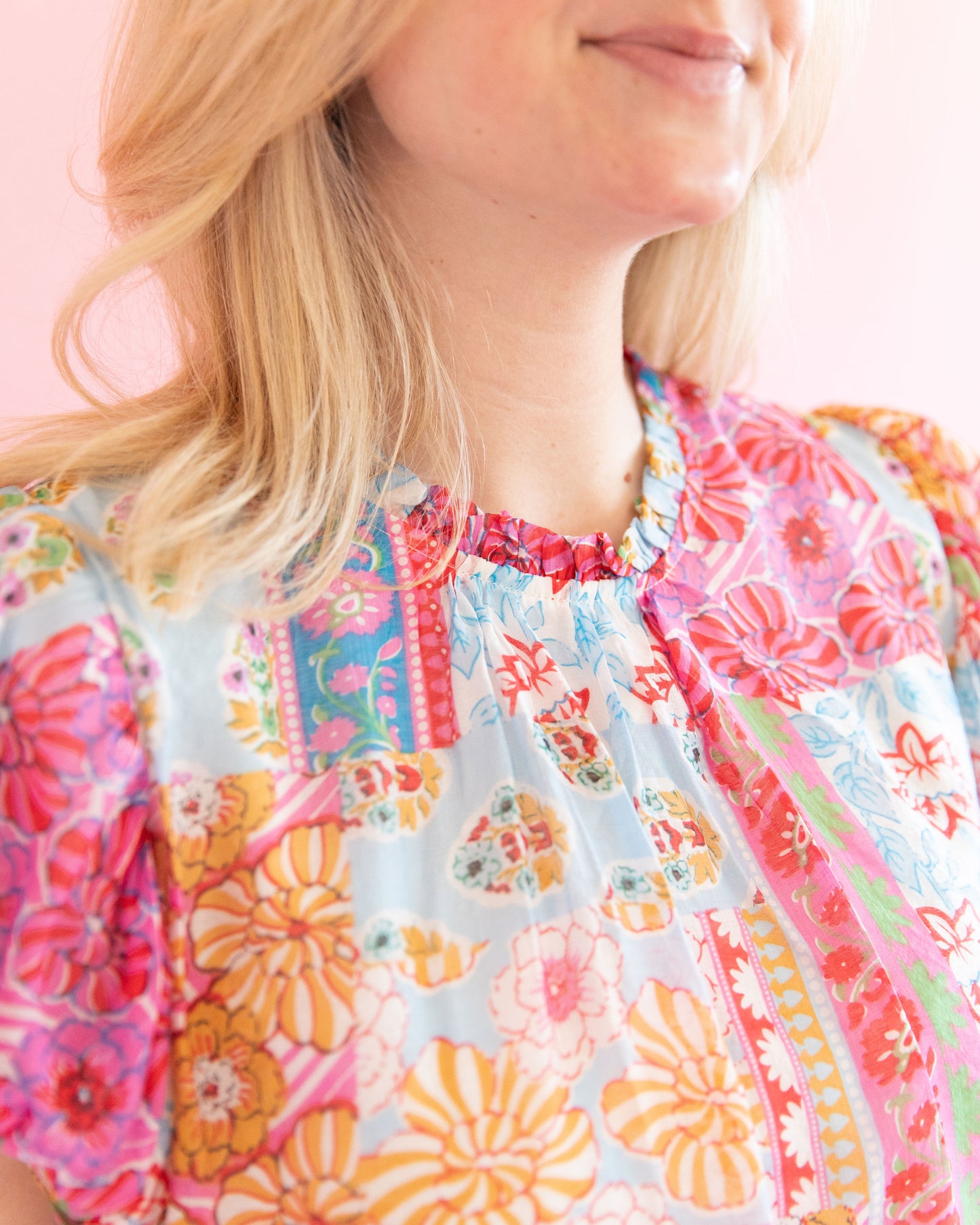 Morgan Pink Patchwork Top