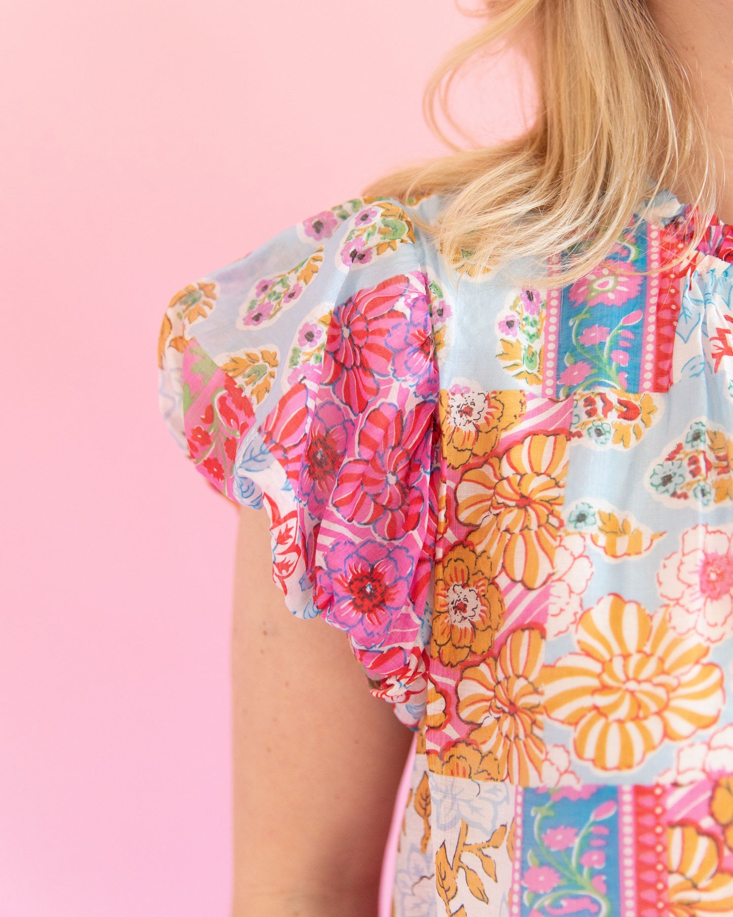 Morgan Pink Patchwork Top