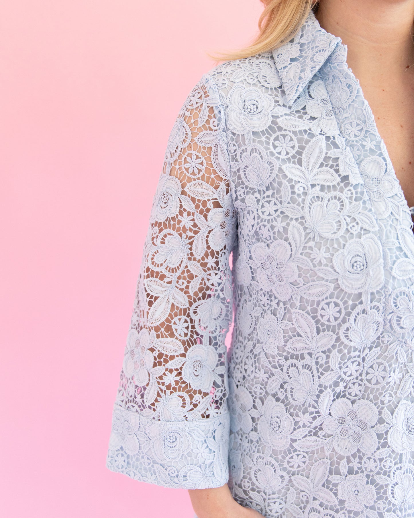 Annie Blue Lace Detail Mini Dress