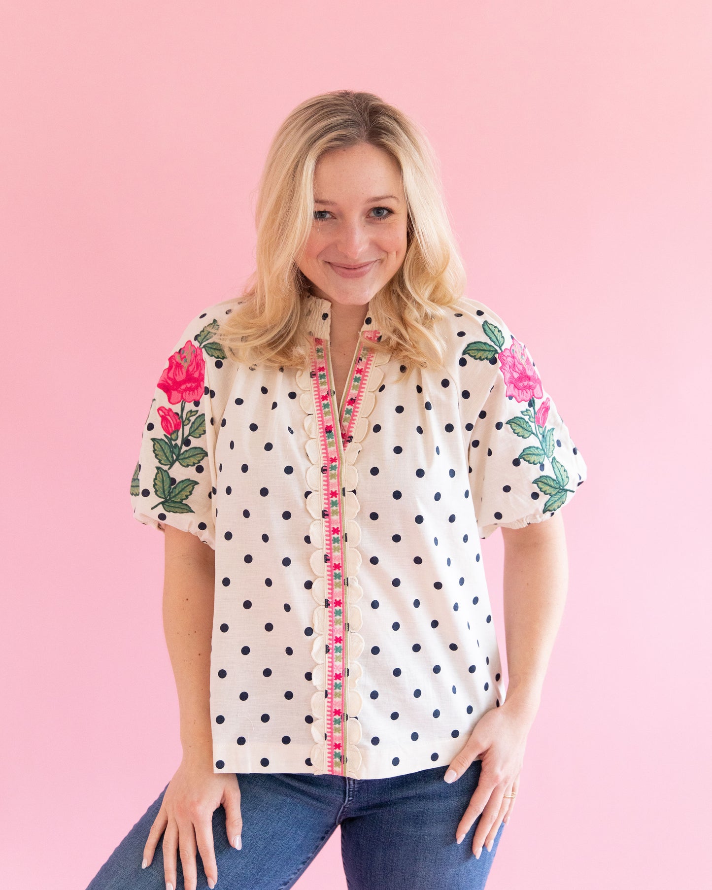 Adeline Polka Dot Top