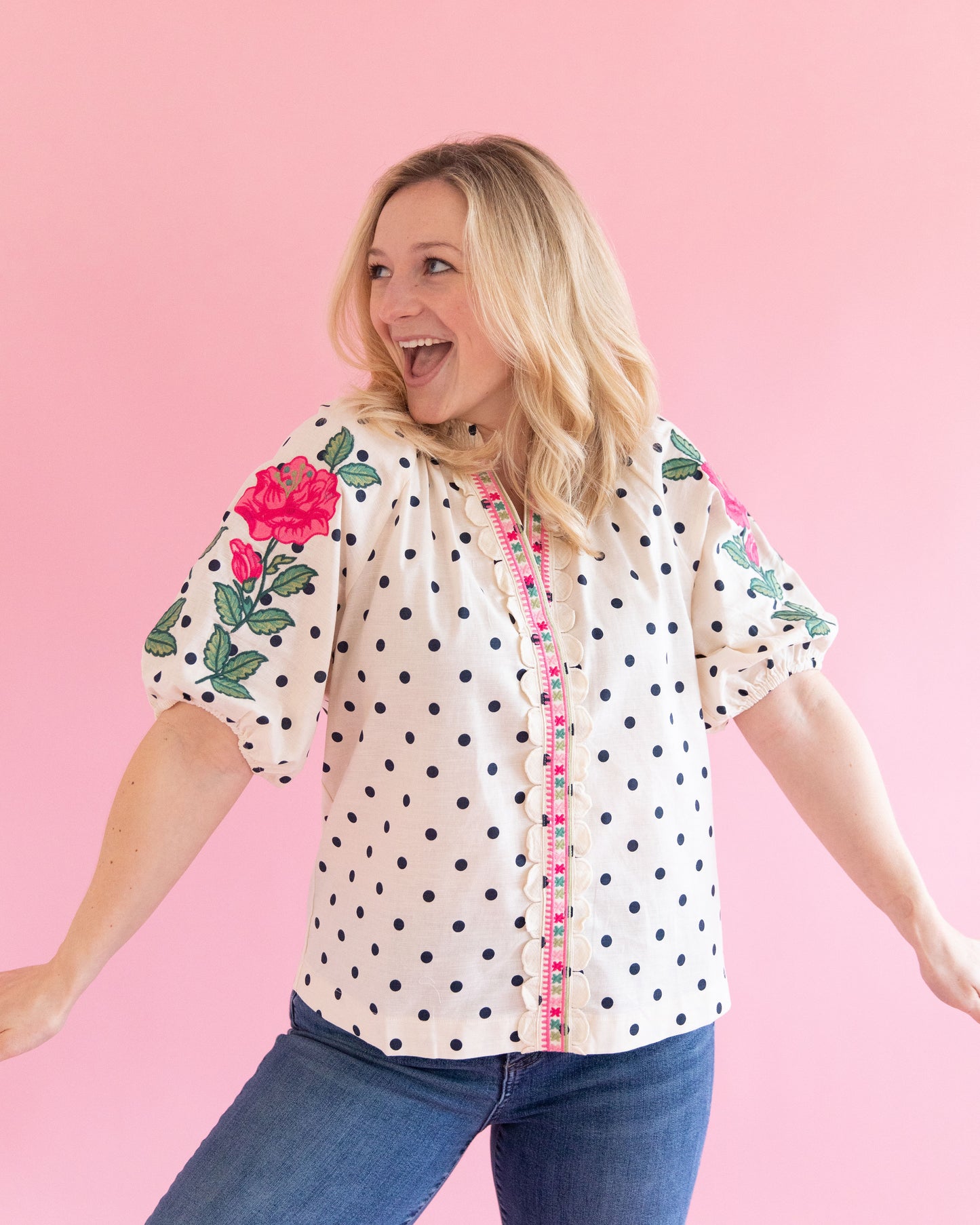 Adeline Polka Dot Top
