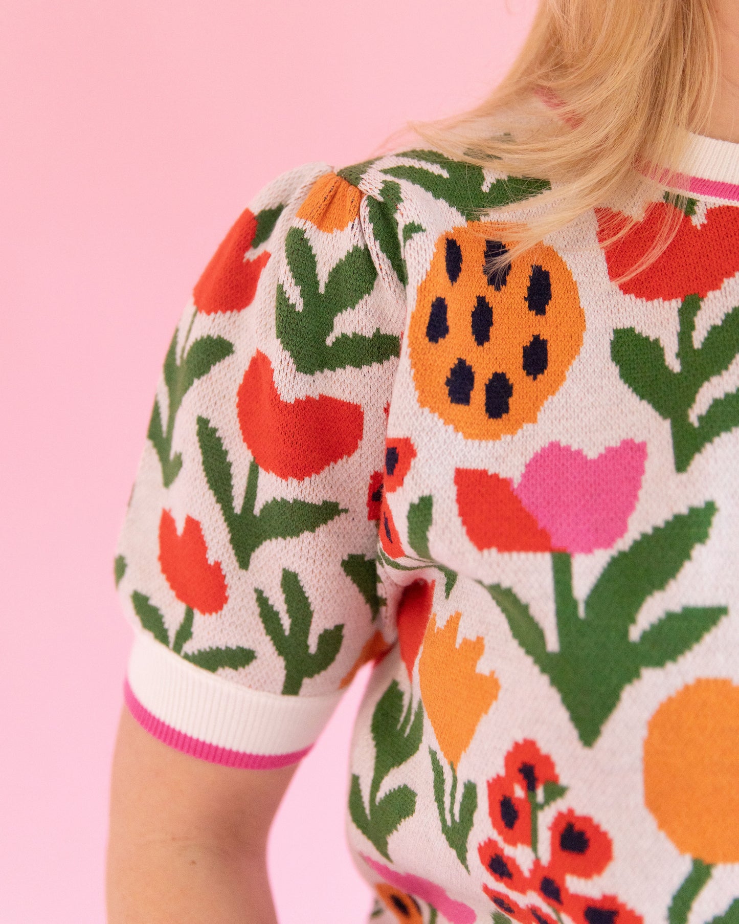 Chloe Fruit Patterned Short Sleeve Sweater