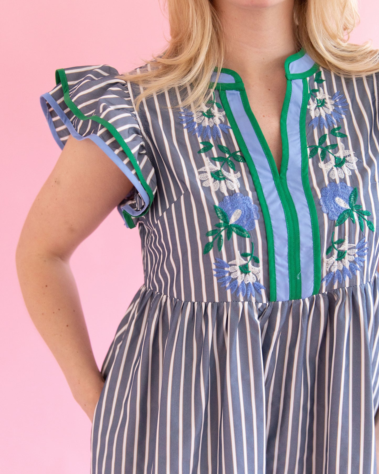 Janelle Denim Stripe Midi Dress