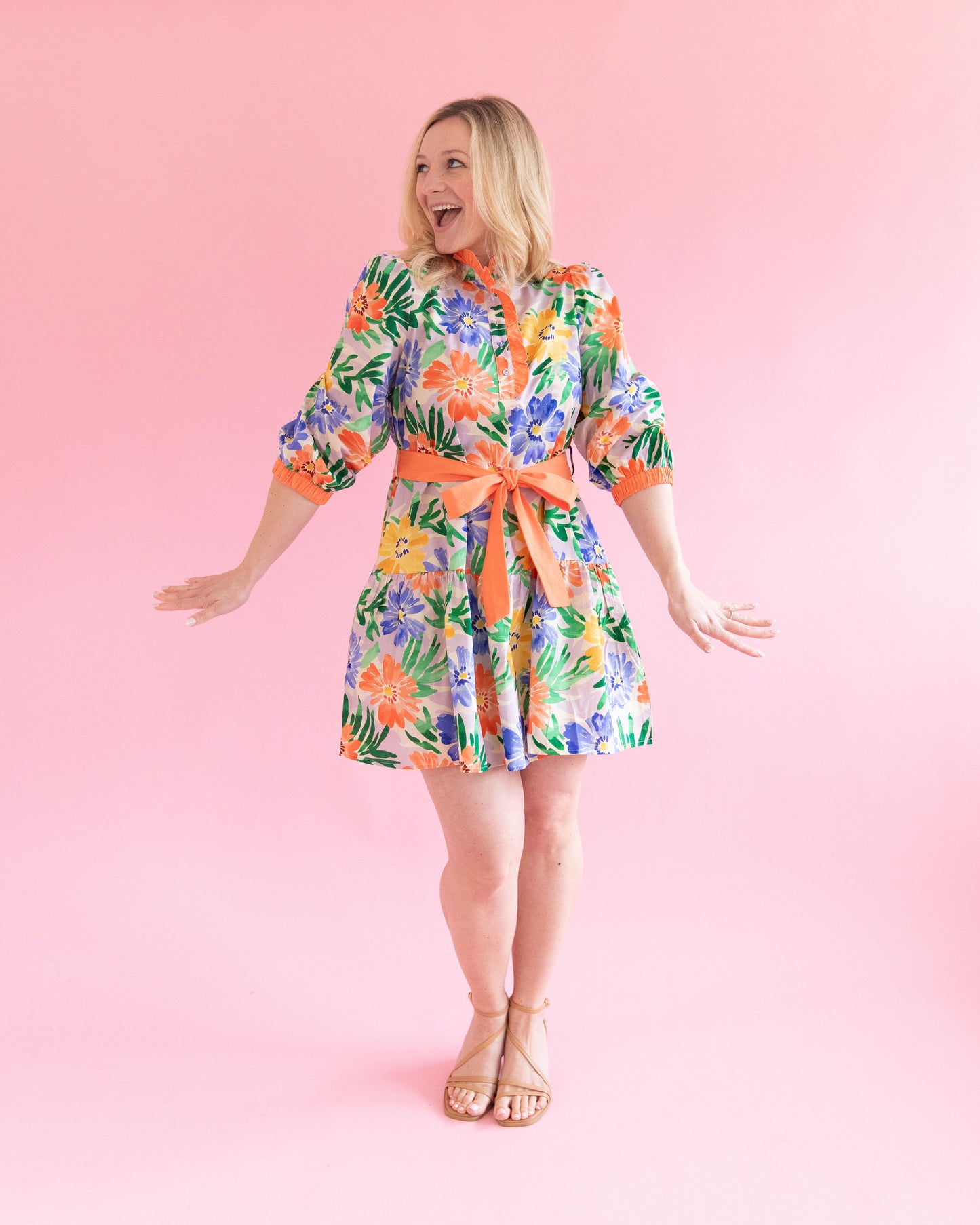 Lacey Coral Floral Dress