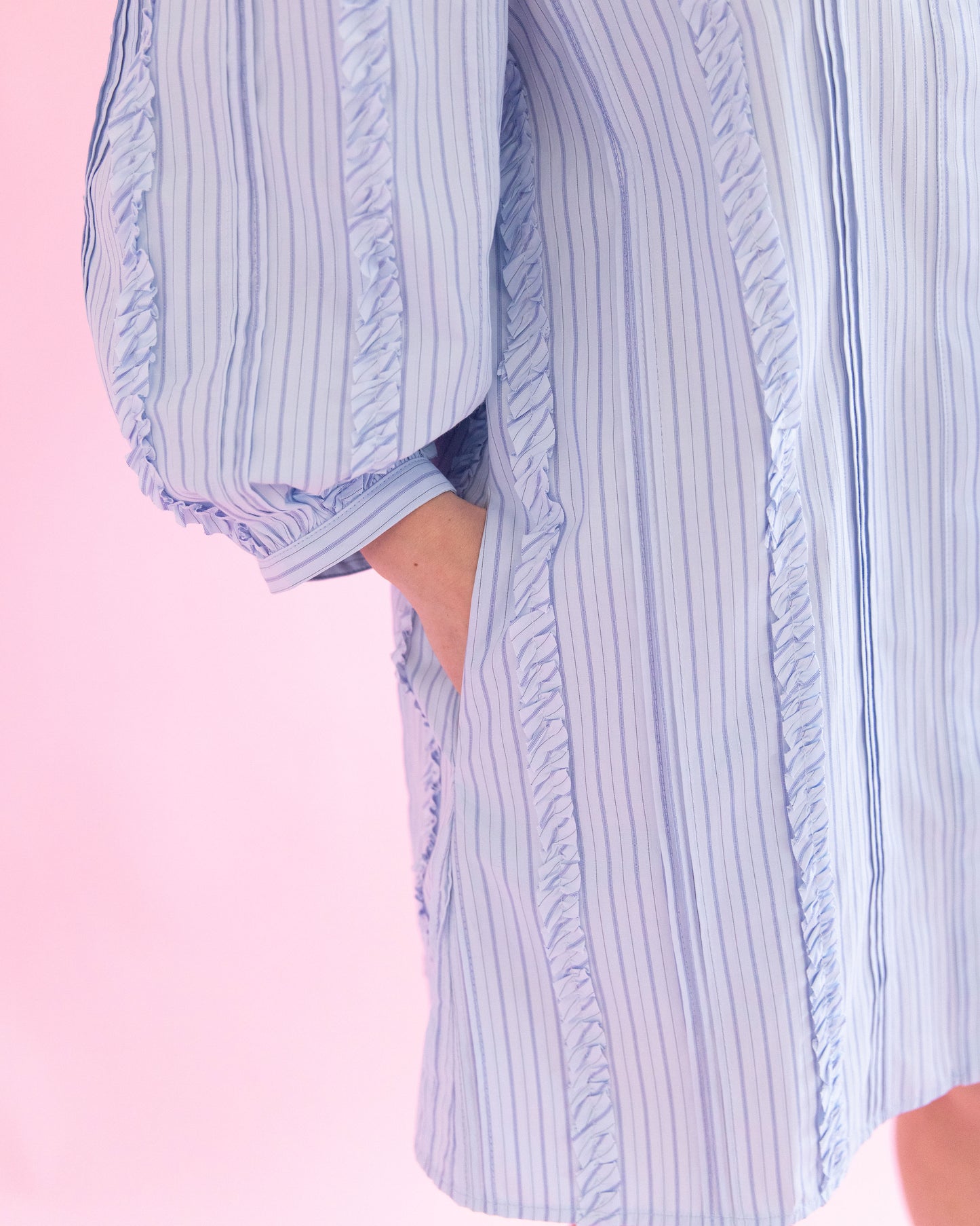 Nellie Blue Stripe Ruffle Detail Dress