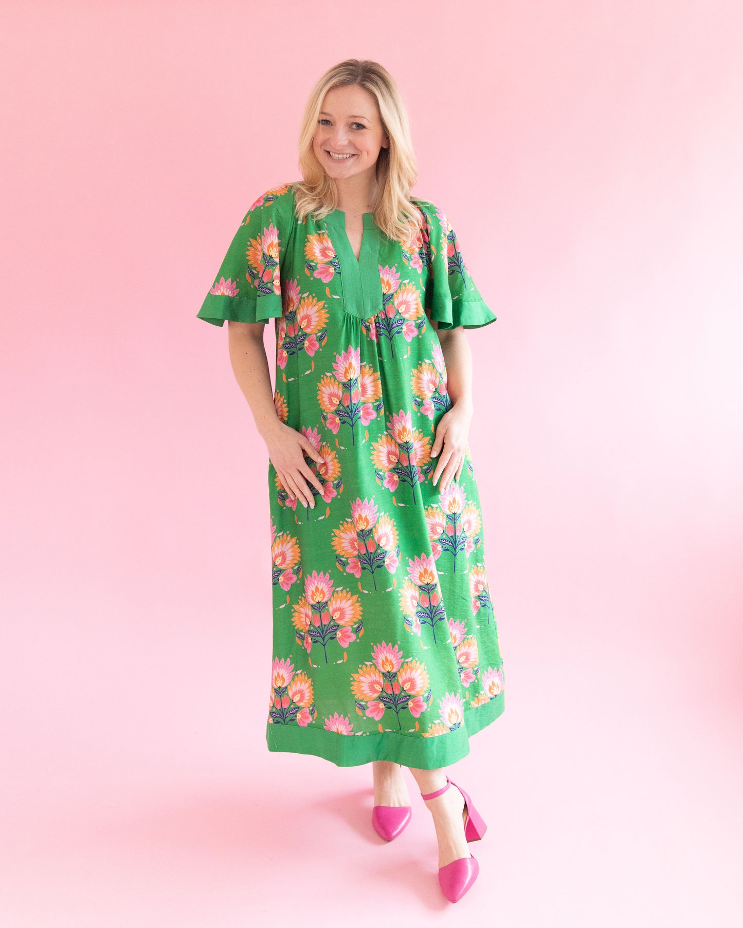Belle Green Floral Maxi Dress