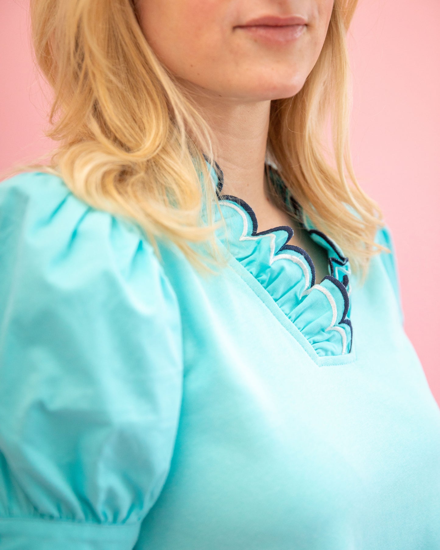 Jayne Scallop Top - Blue