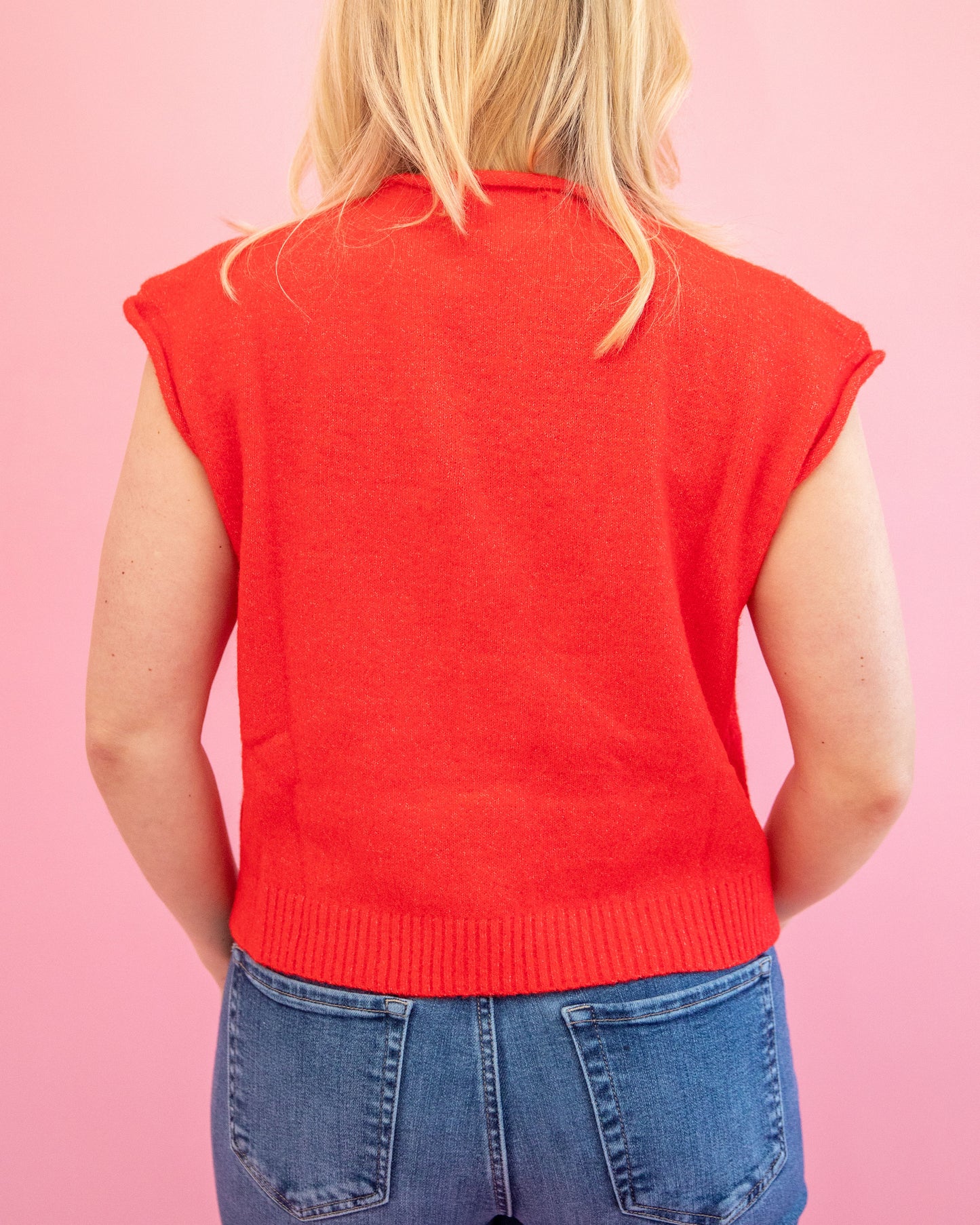 Gretchen Red Sweater Vest Cardigan
