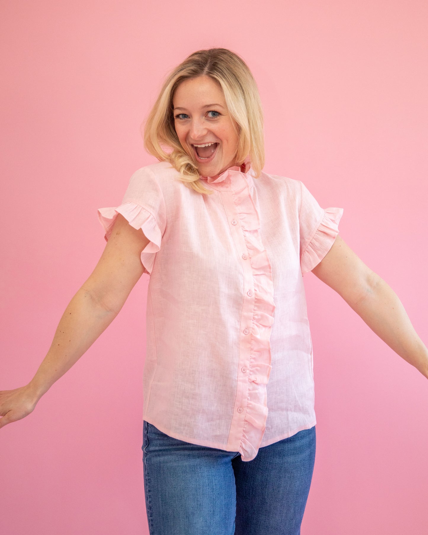 Jillian Light Pink Ruffle Top