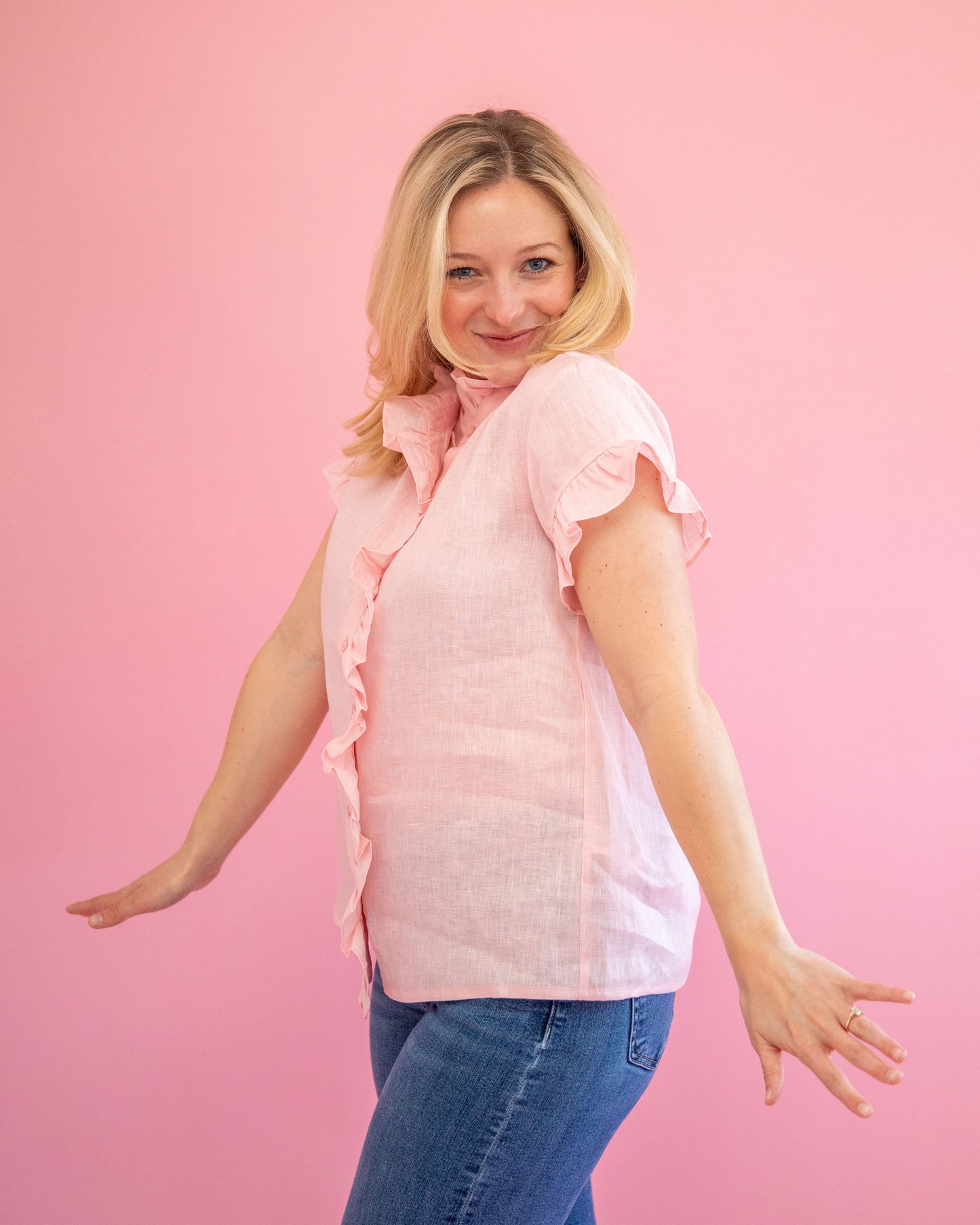 Jillian Light Pink Ruffle Top