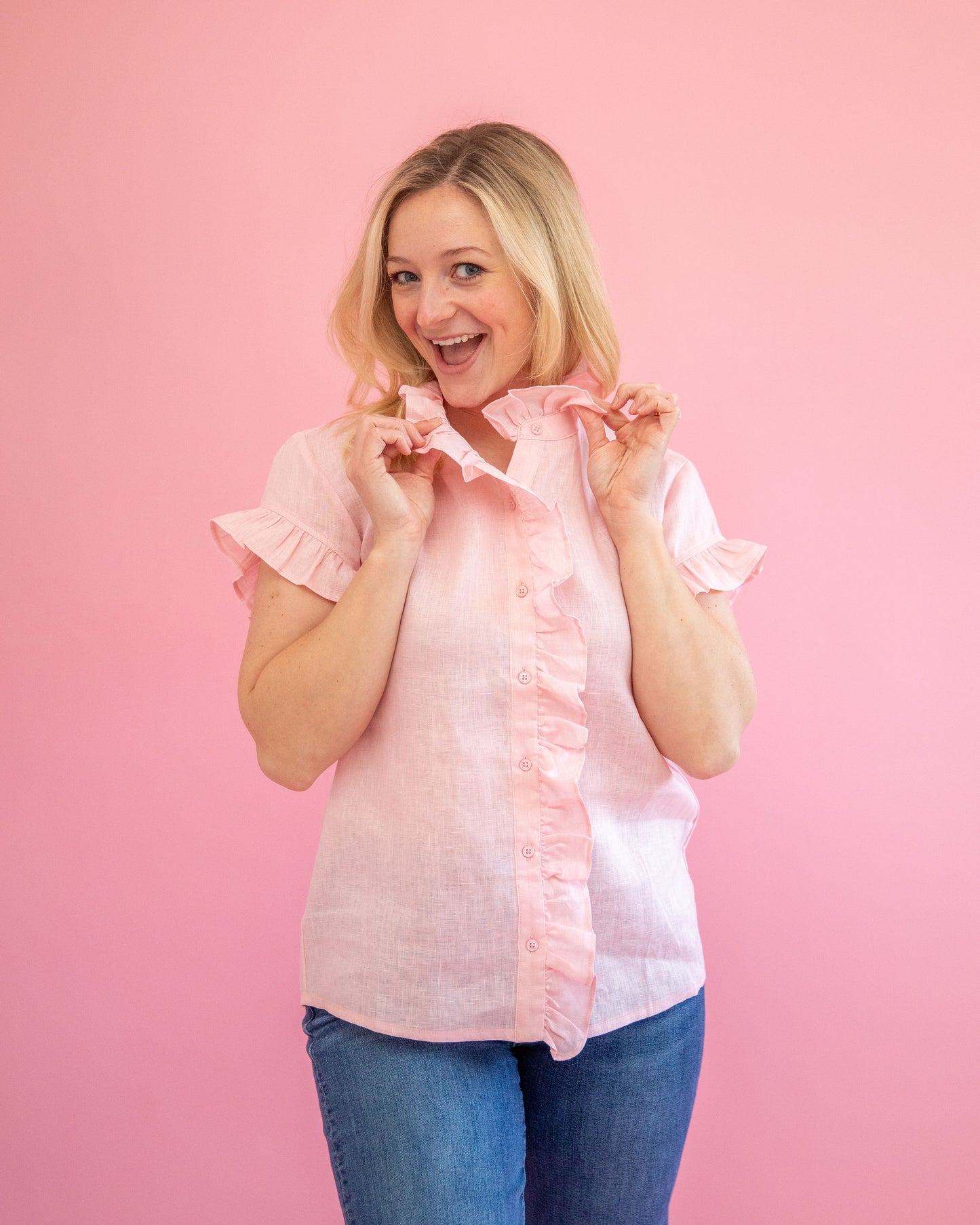 Jillian Light Pink Ruffle Top