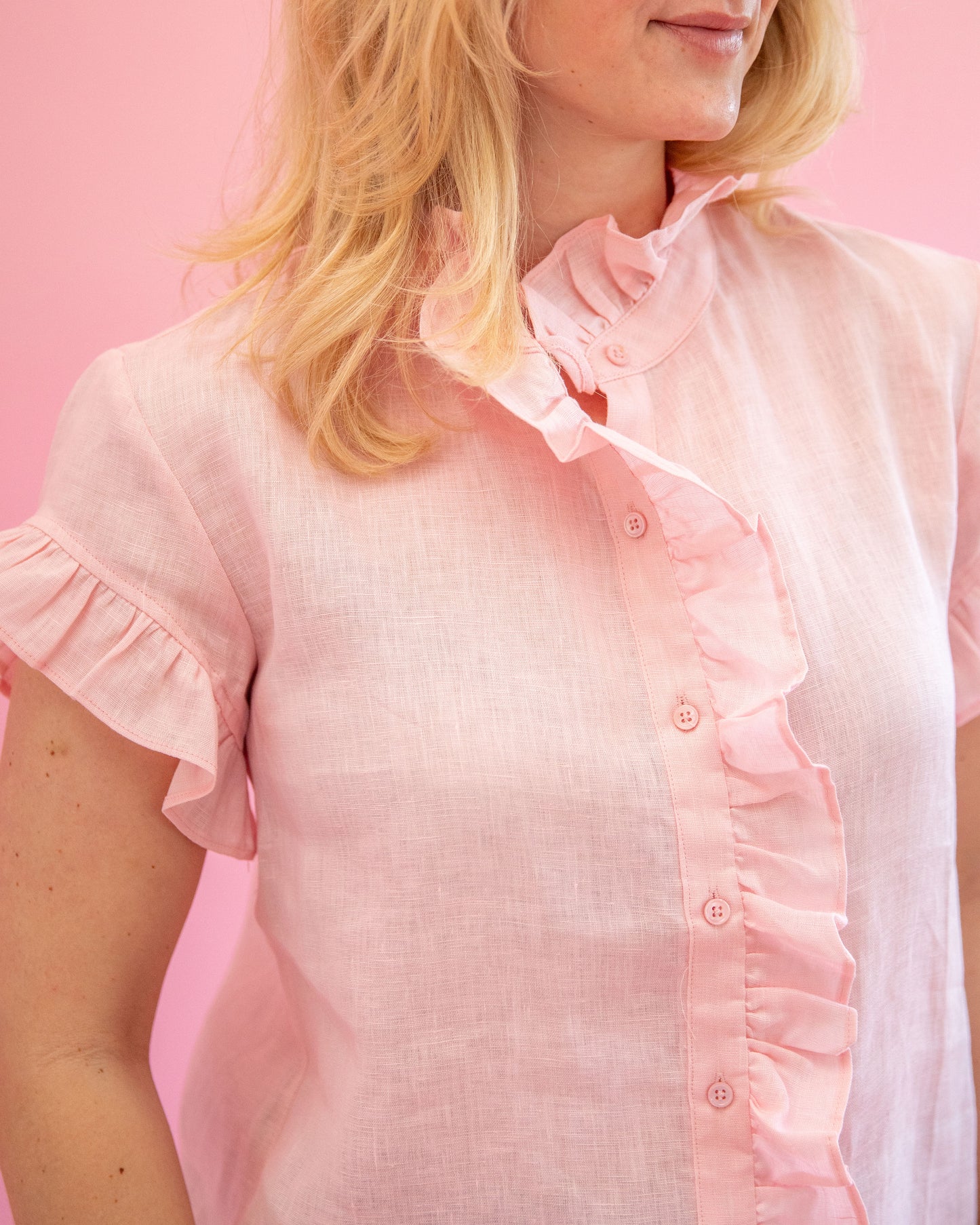 Jillian Light Pink Ruffle Top