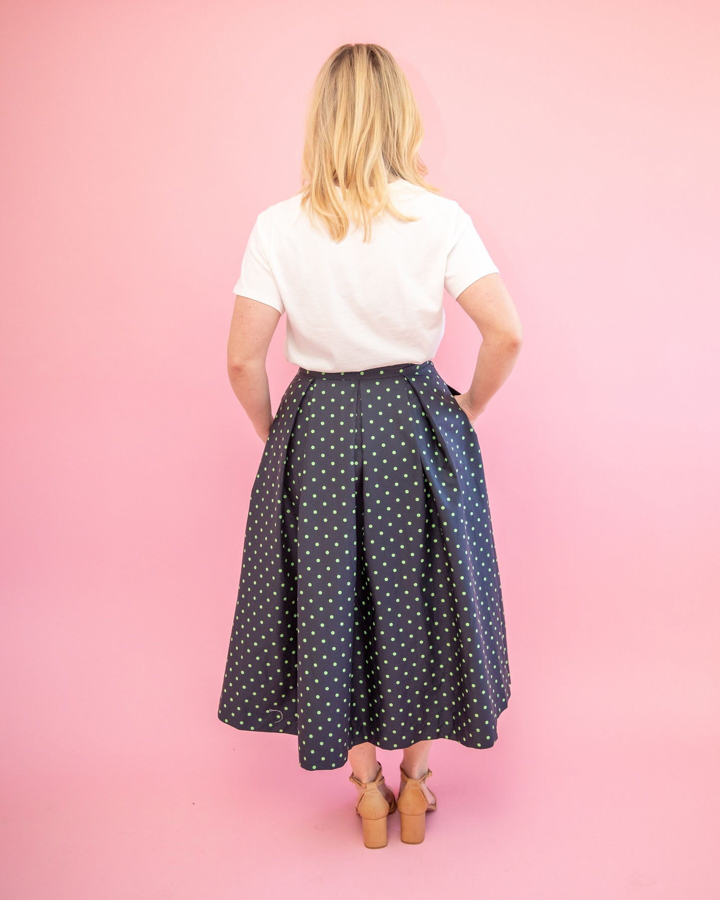 Emerson Navy Polka Dot Midi Skirt