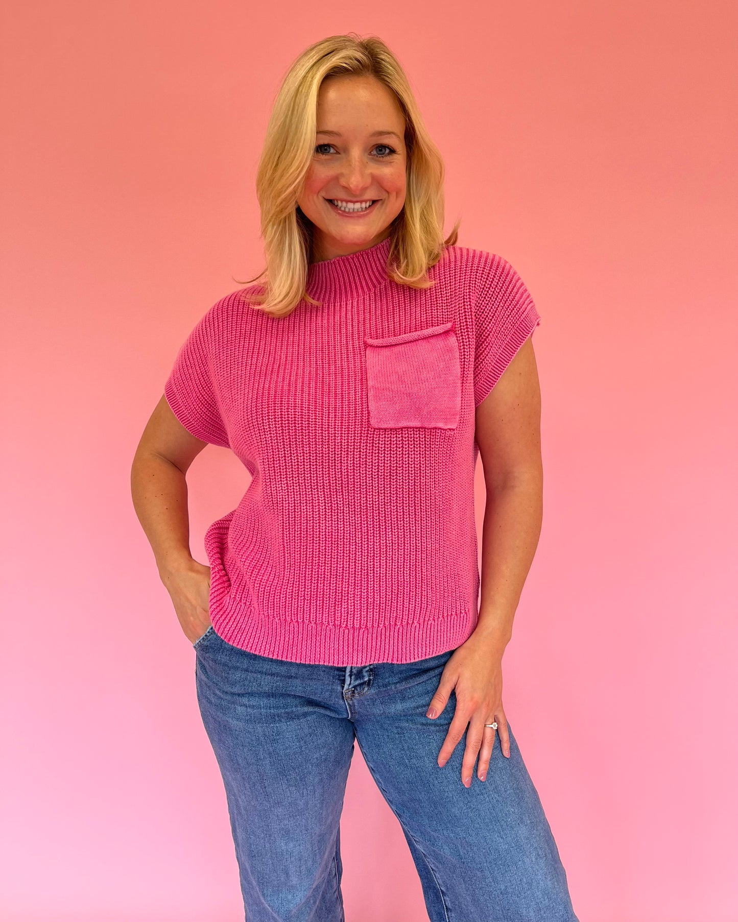Harper Pink Short Sleeve Sweater