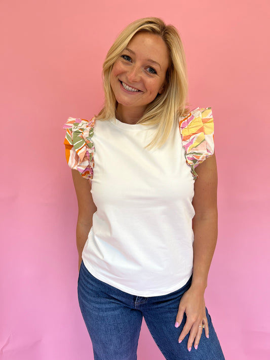 Abby Colorful Ruffle Top