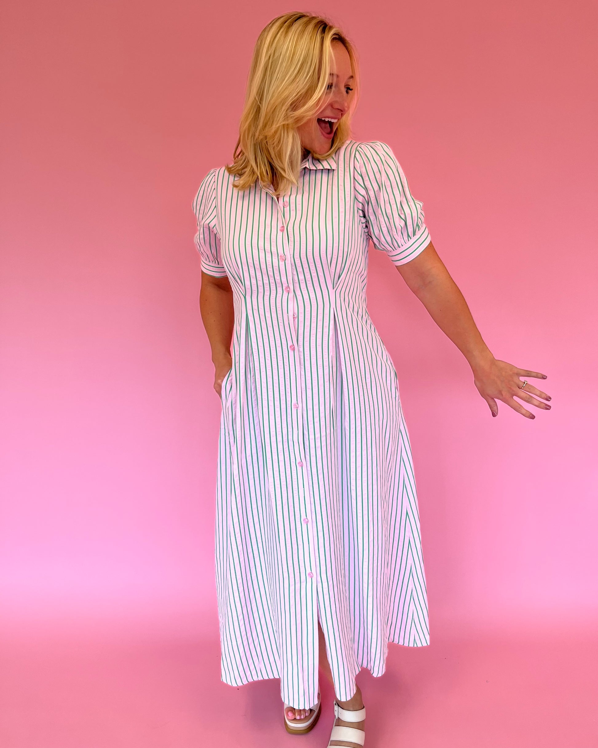 pink and green striped dress Lola Pink and Green Stripe Dress