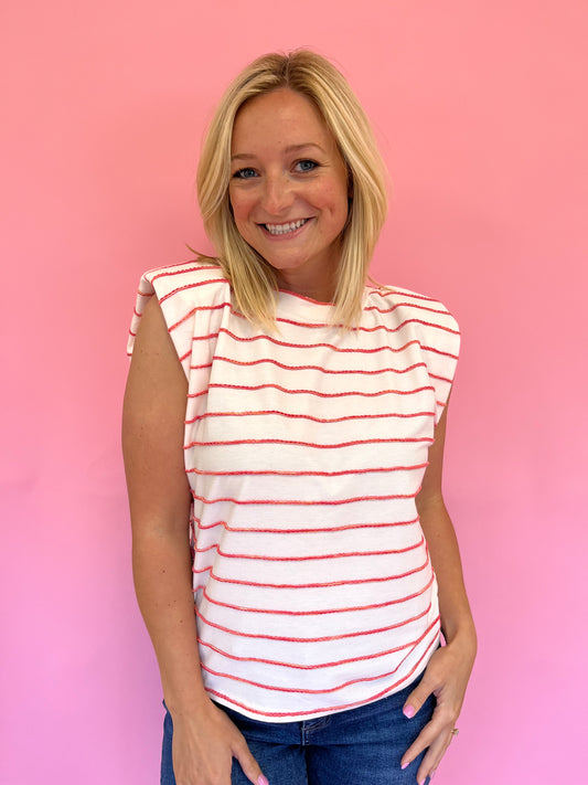 Jane Red Stripe Top