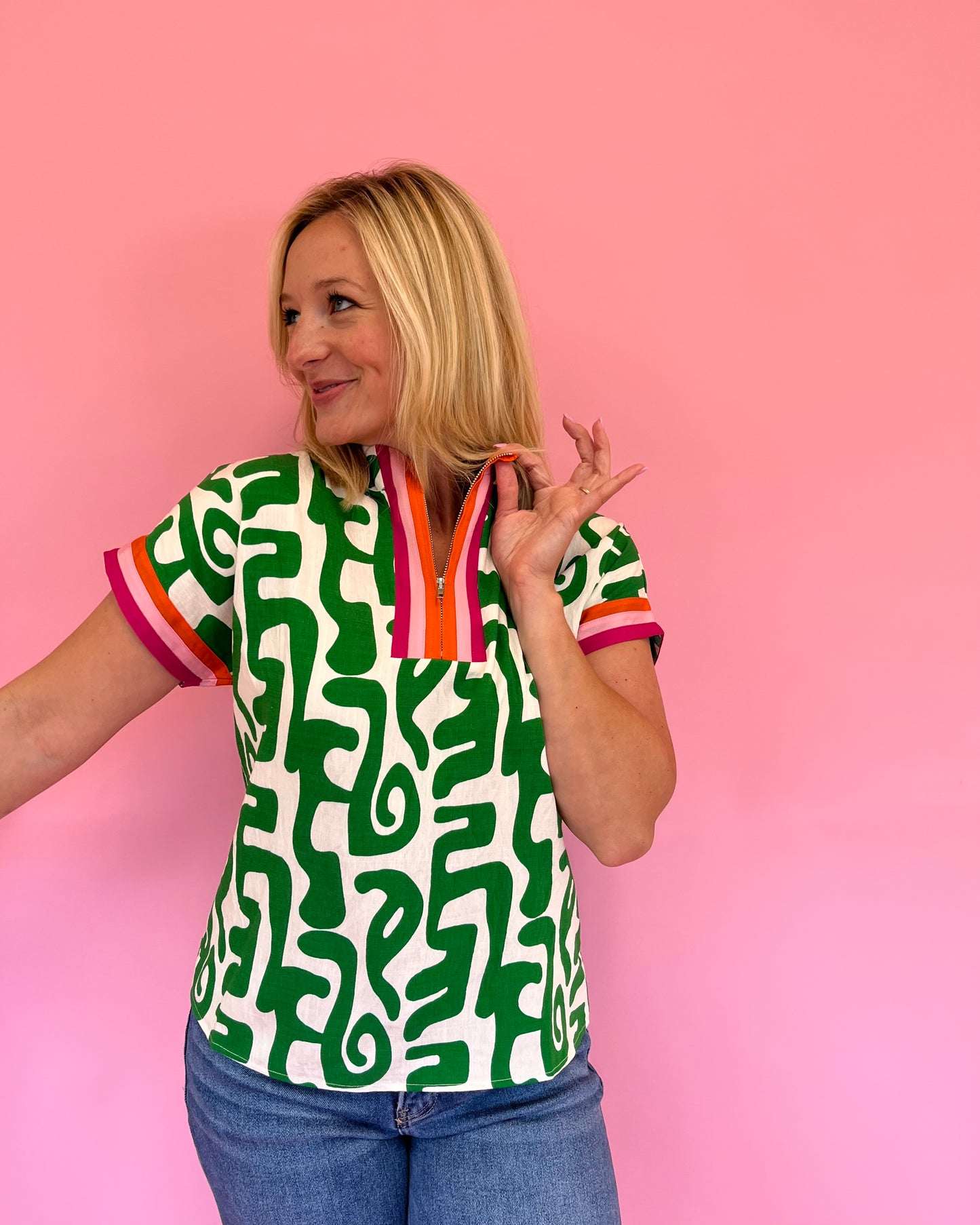 Loretta Green Pattern Top
