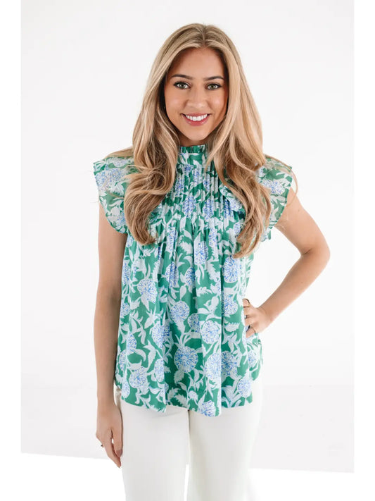 Piper Floral Pleated Top