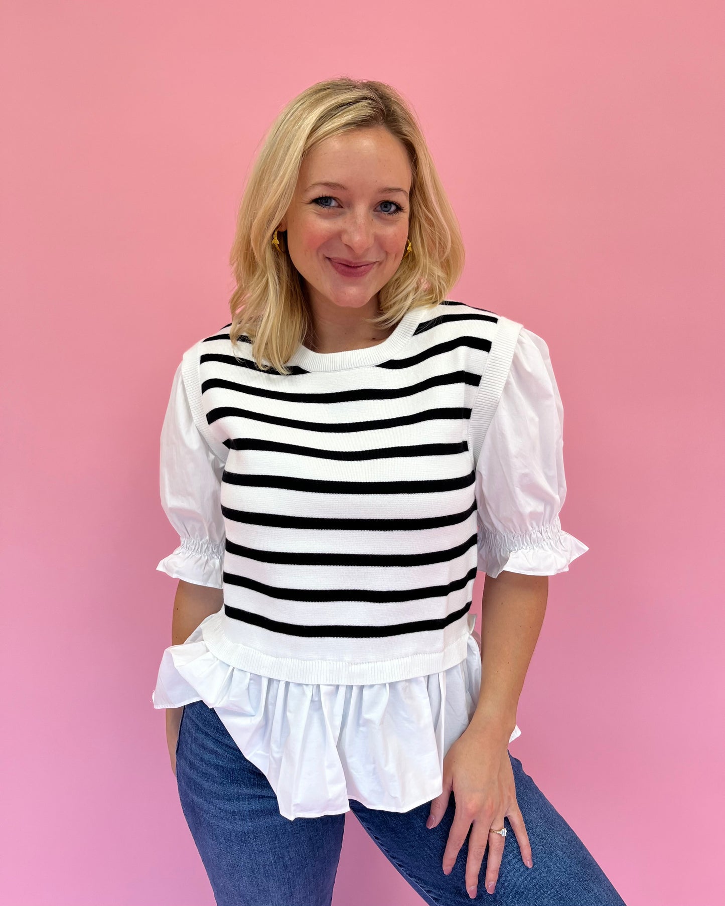 Margot Striped Knit Top