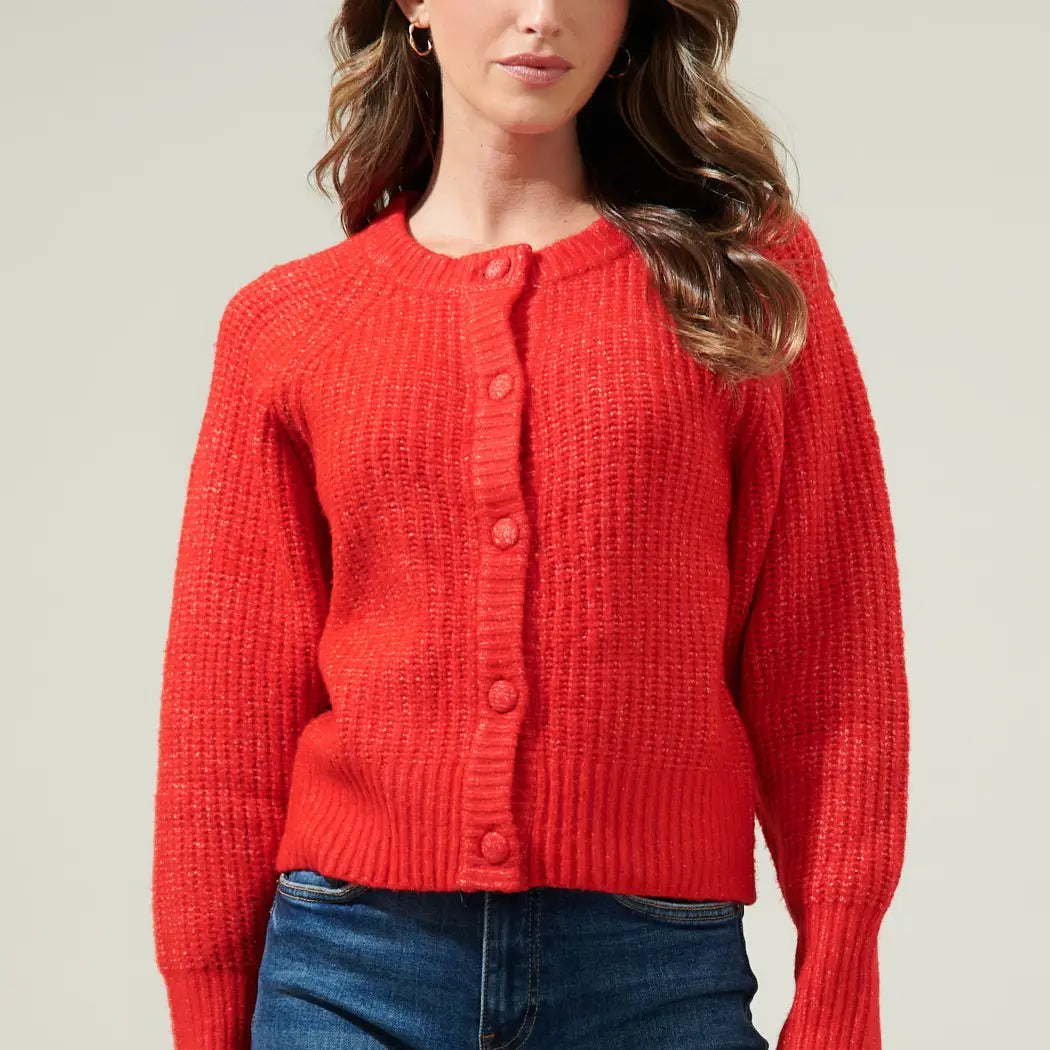 Bailey Red Knit Cardigan