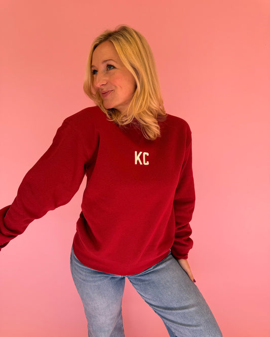 Block KC Embroidered Crew - Red