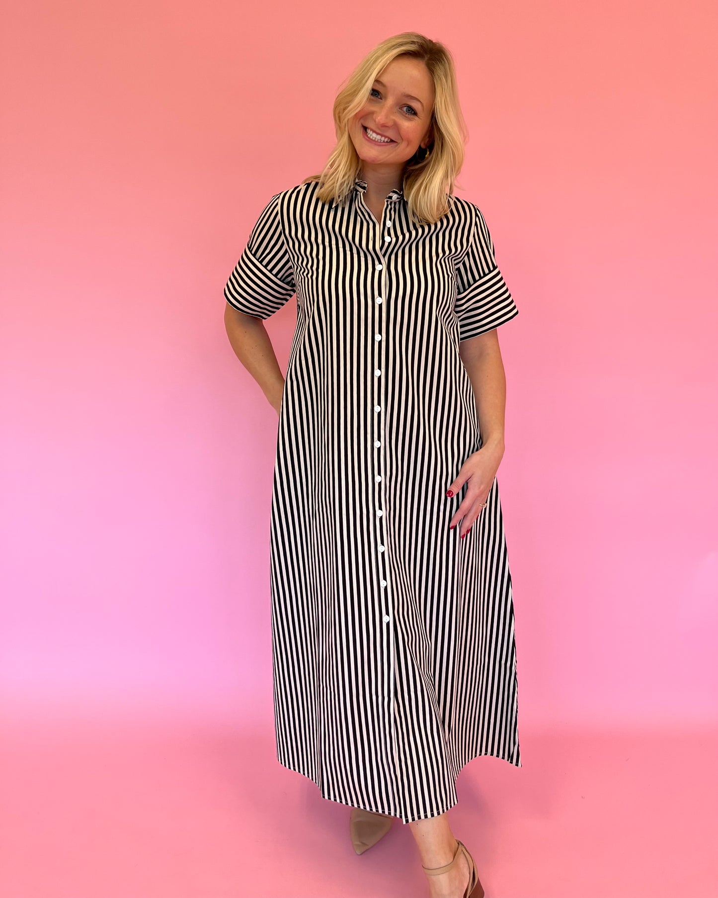 Gibbons Black Stripe Dress