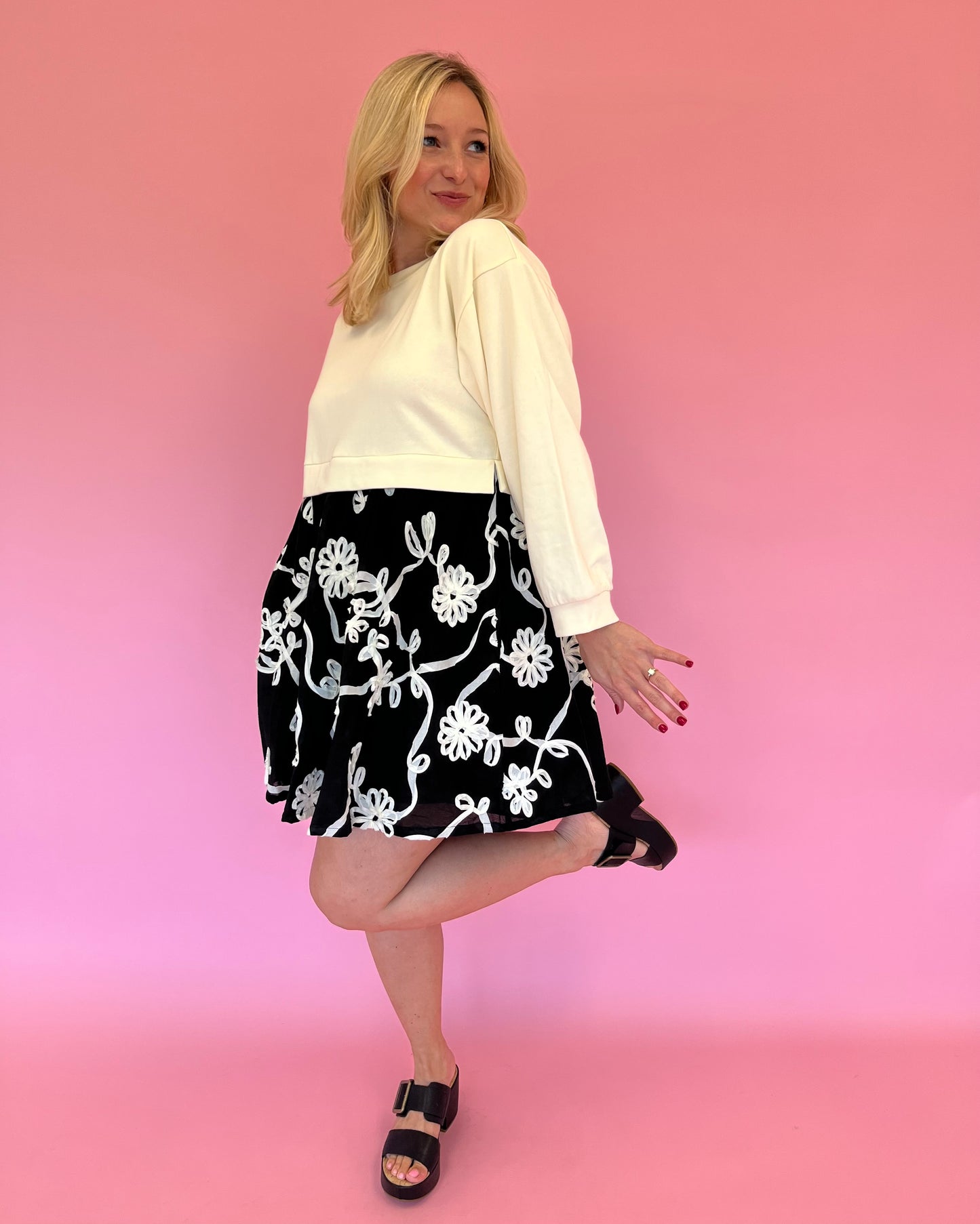 Margaret Ivory Floral Dress