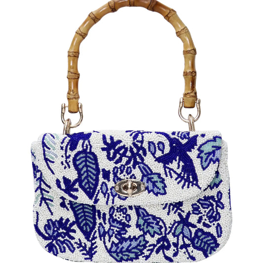 Millie Blue Floral Beaded Bag