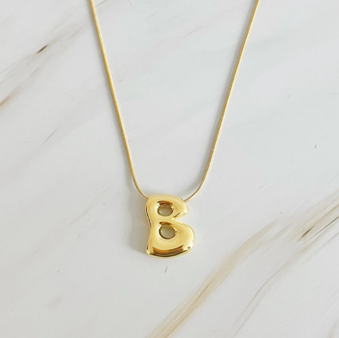 Bubble Gold Initial Necklace