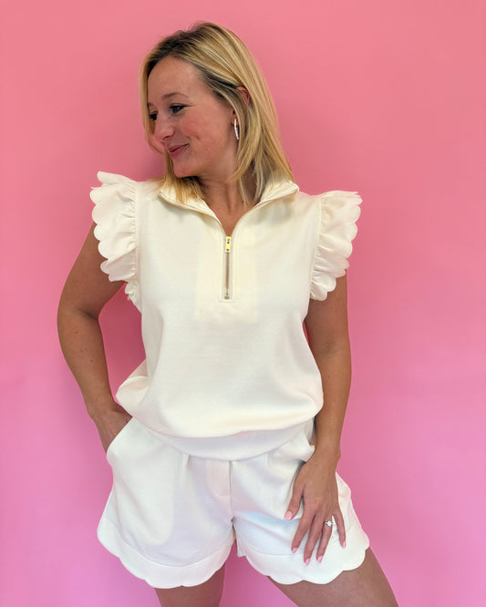 Darby Scallop Zip Top
