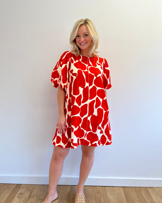 Sarah Red Abstract Dress