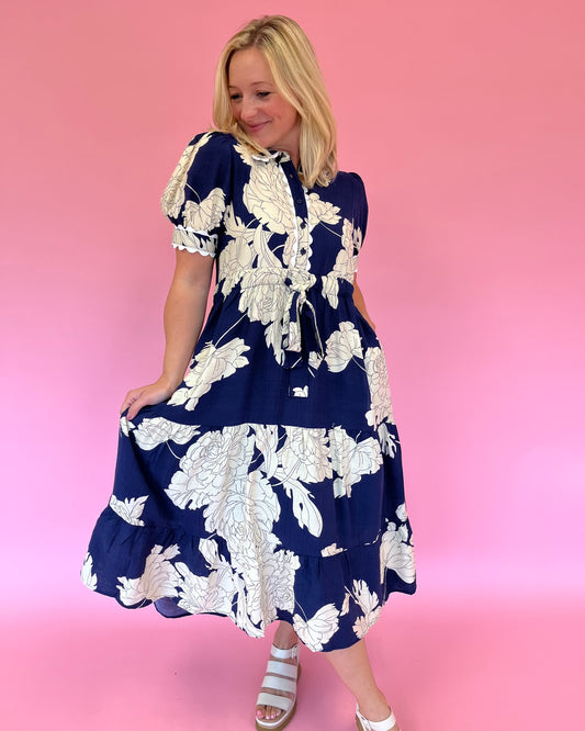 Brianna Navy Floral Dress