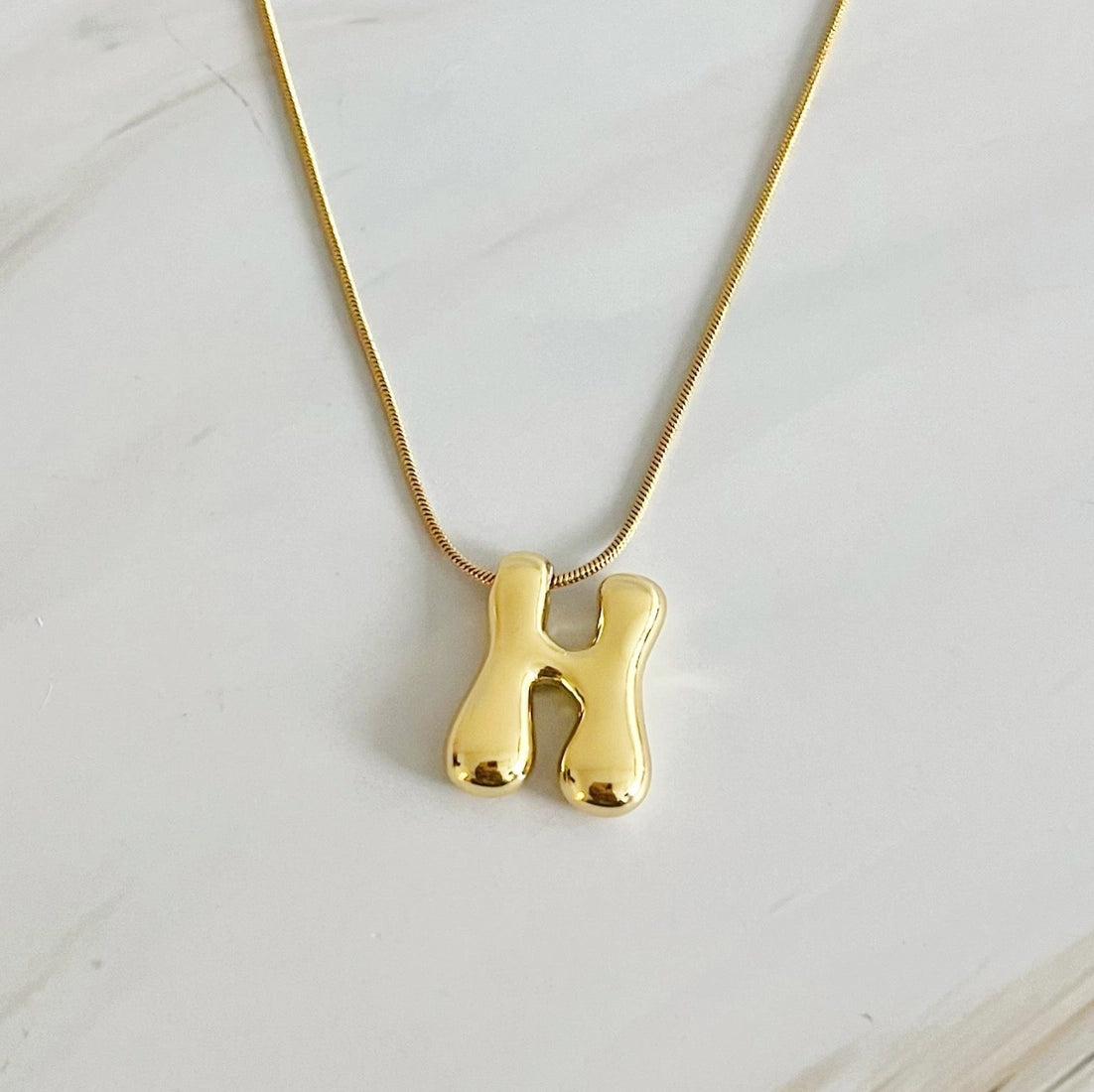 Bubble Gold Initial Necklace