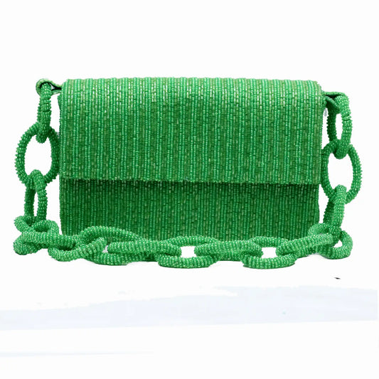 Lyla Green Beaded Shoulder Bag