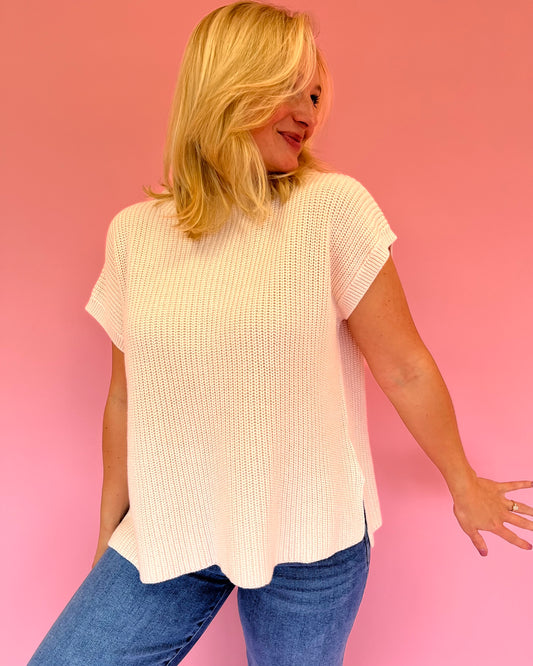 Hadley Oatmeal Short Sleeve Sweater