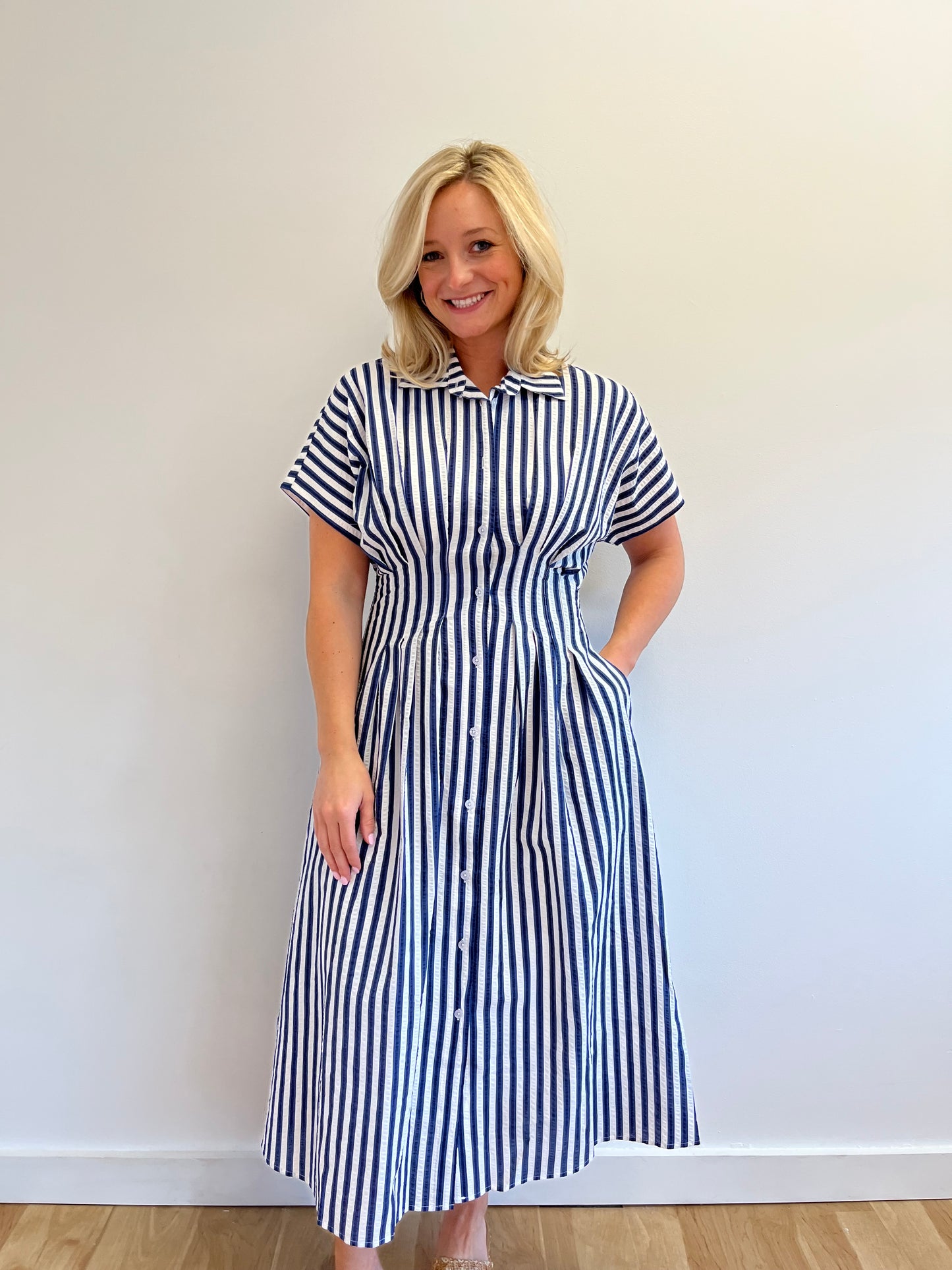 Olivia Blue Stripe Maxi Dress