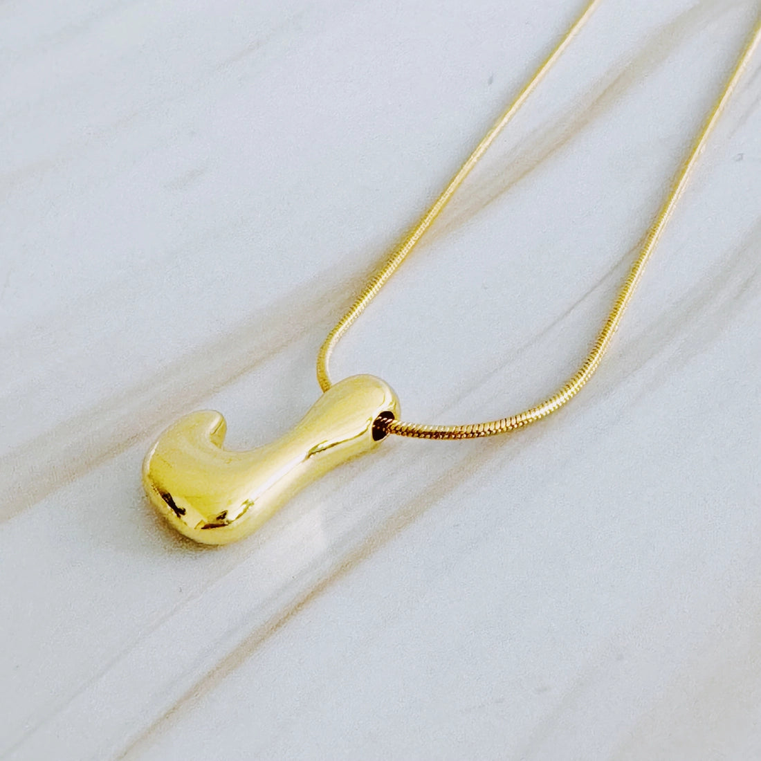 Bubble Gold Initial Necklace