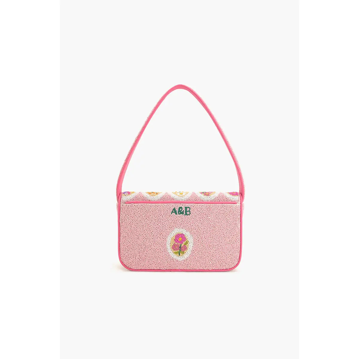 Blooming Pink Medallions Beaded Shoulder Bag