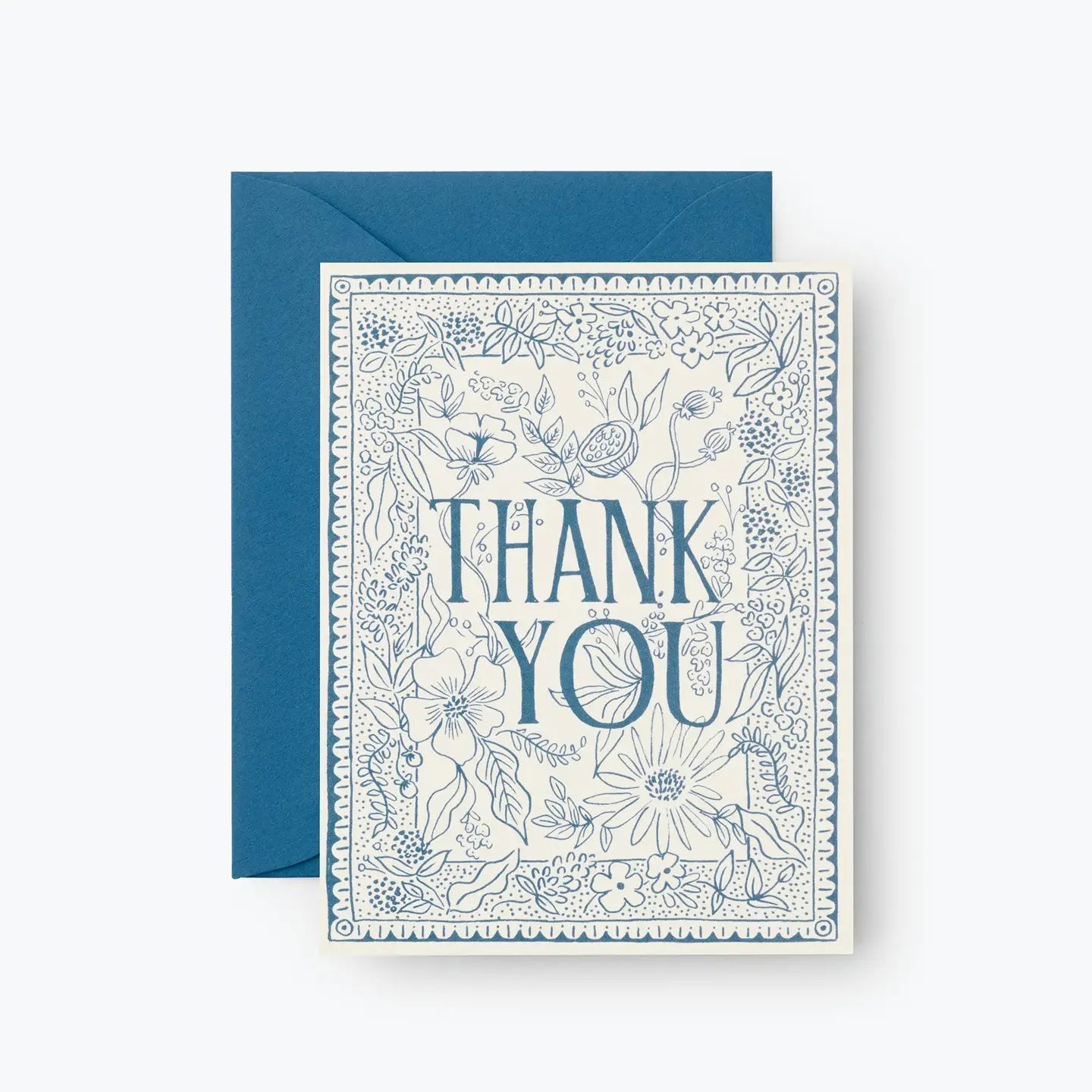 Blue and White Thank You Card