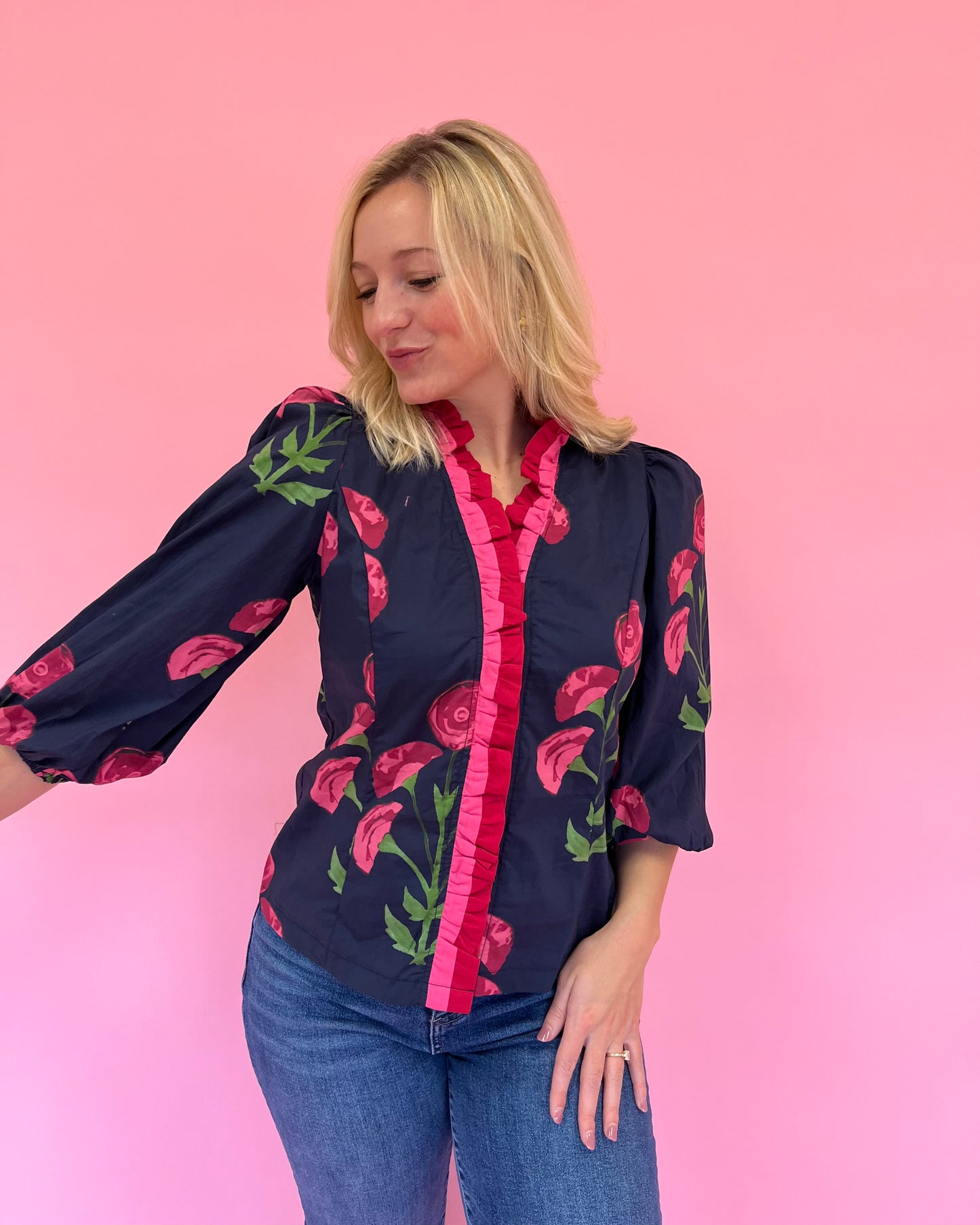 Kramer Navy Floral Top